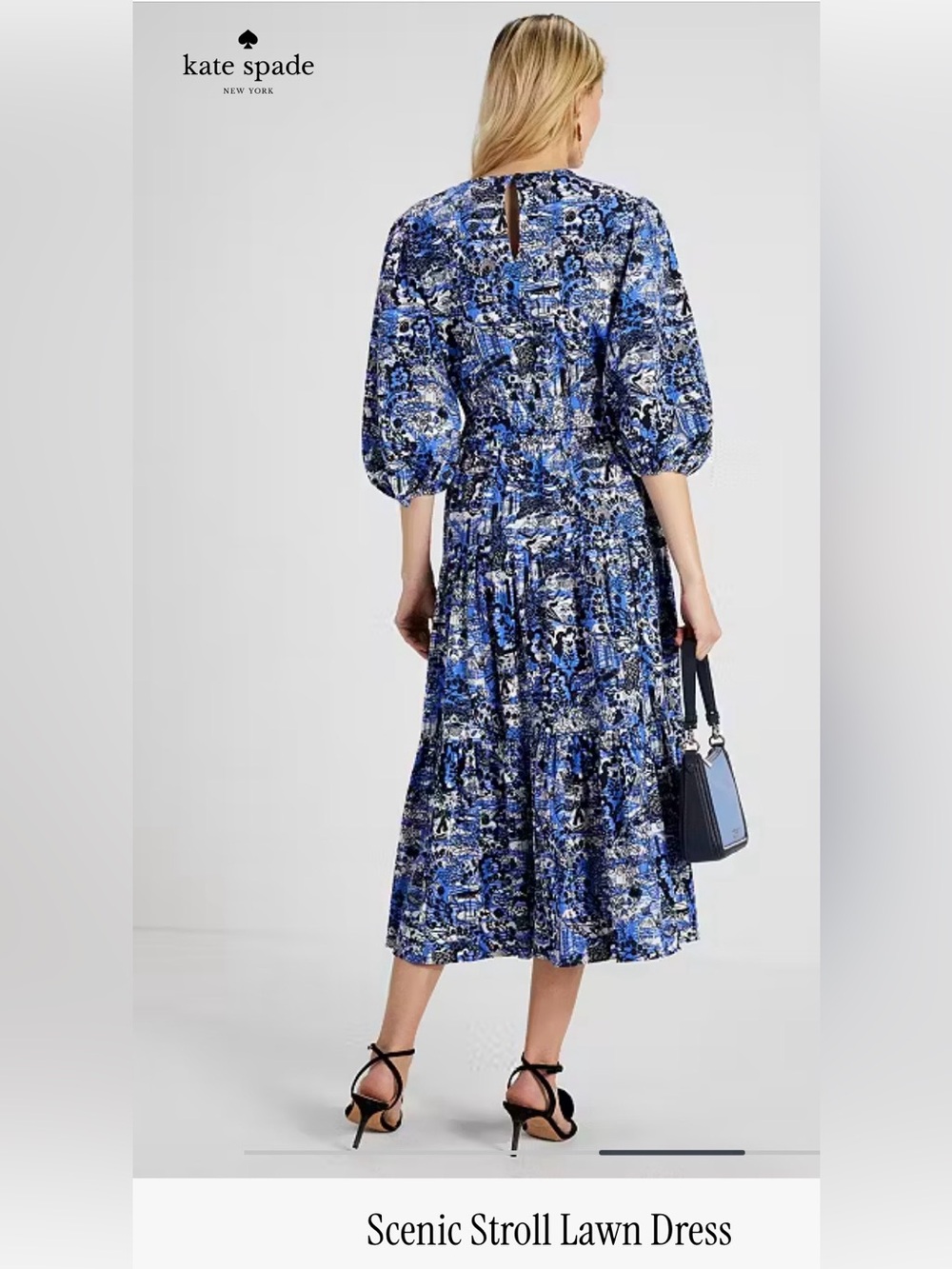 NWOT kate spade Scenic Stroll NY Blue Printed Midi Dress - Picture 4 of 15